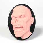 Plastic Cameo - Angry Zombie Oval 40x30MMPINK ON BLACK