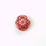 Glass Flat Back Mosaic Top Stone Round 14MM RED on WHITE