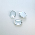 Plastic Flat Back 2-Hole Foiled Sew-On Stone - Oval 14x10MM CRYSTAL