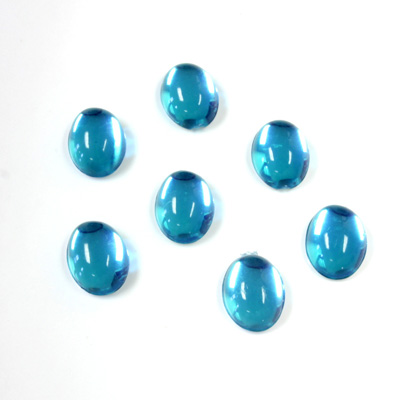 Plastic Flat Back Foiled Cabochon - Oval 08x6MM AQUA