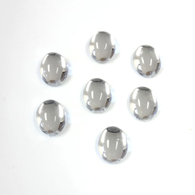 Plastic Flat Back Foiled Cabochon - Oval 08x6MM CRYSTAL