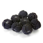 Woven Cotton Glass Base Bead - Round 10MM BLACK (100)