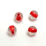 Plastic Bead - Color Lined Smooth Large Hole - Round 10MM CRYSTAL RED