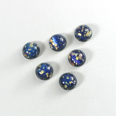 Glass Medium Dome Lampwork Cabochon - Round 07MM BLACK OPAL (00374)