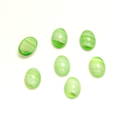 Glass Medium Dome Cabochon - Oval 08x6MM PORPHYR GREEN