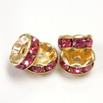 Czech Rhinestone Rondelle - Round 08MM ROSE-GOLD