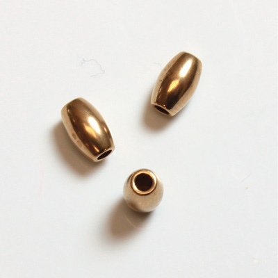 Brass Machine Made Bead - Smooth Oval 06x4MM RAW BRASS