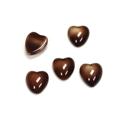 Glass Medium Dome Cabochon - Heart 10x9MM BROWNHORN