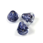 Glass Lampwork Bead - Cone Smooth 14x12MM BLUE COPPER SILVER LINE 92187