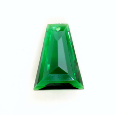 Plastic Pendant -Transparent Faceted Trapezoid 27x20MM EMERALD