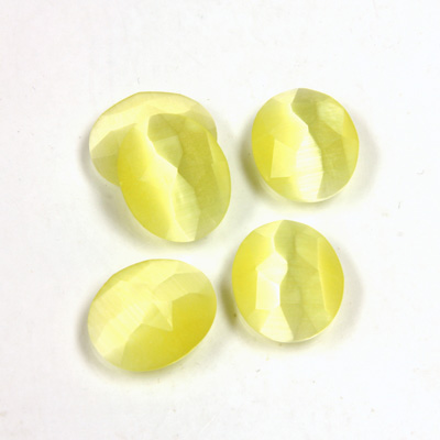 Fiber-Optic Flat Back Cabochon - Rauten Rose Oval 12x10MM CAT'S EYE YELLOW