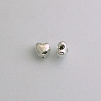 Metalized Plastic Smooth Bead - Heart 06MM SILVER