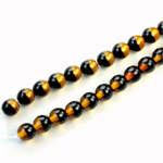Czech Pressed Glass Bead - Smooth 2-Color Round 06MM DYED SMOKE TOPAZ  BLACK