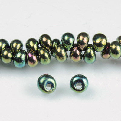 Preciosa Czech Glass Drop Seed Bead - 5/0 IRIS GREEN 59155