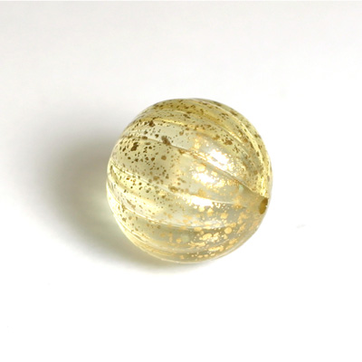 Plastic Engraved  Bead - Pumpkin Round 20MM GOLD DUST on CRYSTAL