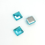 Plastic Flat Back Foiled Rose Cut Rhinestone - Square 08x8MM AQUA