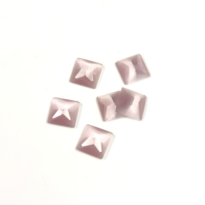 Fiber-Optic Flat Back Stone - Faceted checkerboard Top Square 6x6MM CAT'S EYE LT PURPLE