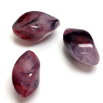 Plastic  Bead - Mixed Color Smooth Twist 22x13MM AMETHYST AGATE