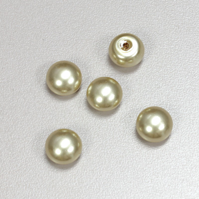 Glass High Dome Cabochon Pearl Dipped - Round 10MM LT OLIVE