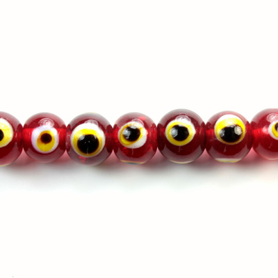 Glass Lampwork Bead - Eye Round 10MM RUBY