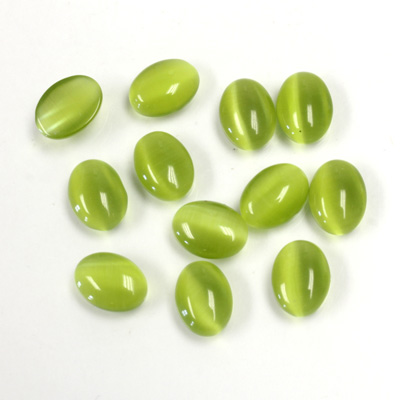 Fiber-Optic Cabochon - Oval 08x6MM CAT'S EYE OLIVE