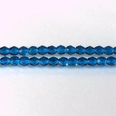 Czech Glass Fire Polish Bead - Round 04MM CAPRI BLUE