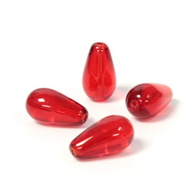 Czech Pressed Glass Bead - Smooth Pear 15x8MM RUBY