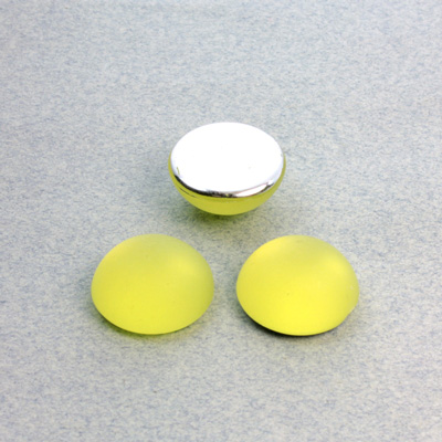 Plastic Flat Back Foiled Cabochon - Round 15MM MATTE JONQUIL