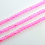 Czech Pressed Glass Bead - Smooth Round 04MM COATED PINK RAINBOW