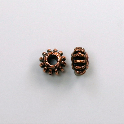 Metalized Plastic Bead - Ribbed Spacer 08MM ANT COPPER