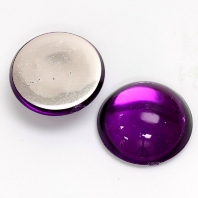 Plastic Flat Back Foiled Cabochon - Round 20MM FUCHSIA