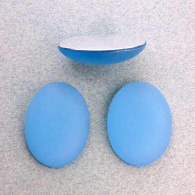 Plastic Flat Back Foiled Cabochon - Oval 25x18MM MATTE LIGHT SAPPHIRE