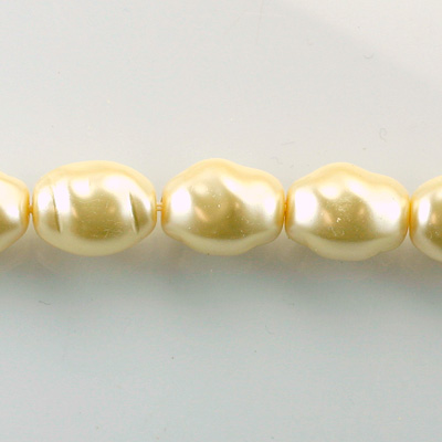 Czech Glass Pearl Bead - Baroque Twisted 16x13MM CREME 70414