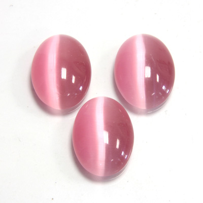 Fiber-Optic Flat Back Cabochon - Oval 18x13MM CAT'S EYE LT PINK