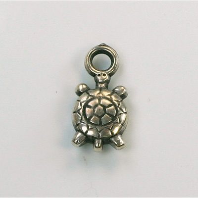 Metalized Plastic Pendant- Turtle 20x12MM ANT SILVER