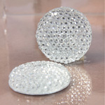 Plastic Flat Back Foiled Stone with Pave Top - Round 24MM CRYSTAL