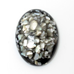 Plastic Flat Back Cabochon - Inlay Shell Oval 40x30MM BLACK