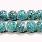 Glass Lampwork Bead - Smooth Round 14MM BLUE MATRIX