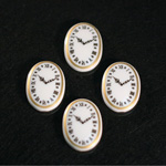 German Plastic Porcelain Decal Painting - Clock Face Oval 25x18MM CHALKWHITE