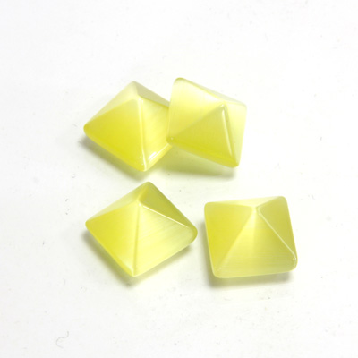 Fiber-Optic Cabochon - Pyramid Top 10x10MM CAT'S EYE YELLOW