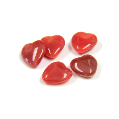 Glass Point Back Buff Top Stone Opaque Doublet - Heart 09x8MM RED MOONSTONE