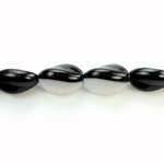 Czech Pressed Glass Bead - Oval Twisted 13x9MM WHITE JET 2-Color