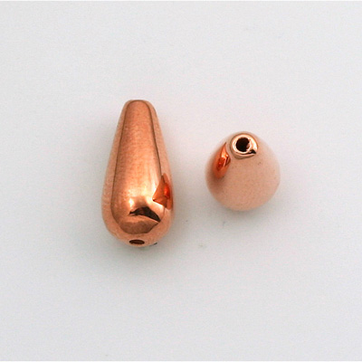 Metalized Plastic Smooth Bead - Pear 16x8MM COPPER