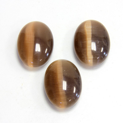 Fiber-Optic Flat Back Cabochon - Oval 18x13MM CAT'S EYE BROWN