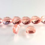 Chinese Cut Crystal Bead - Round Twist 14MM ROSE