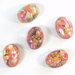Glass Medium Dome Lampwork Cabochon - Oval 14x10MM COLOR OPAL LIGHT RED (0617)