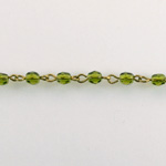 Linked Bead Chain Rosary Style with Glass Fire Polish Bead - Round 4MM OLIVINE-Brass
