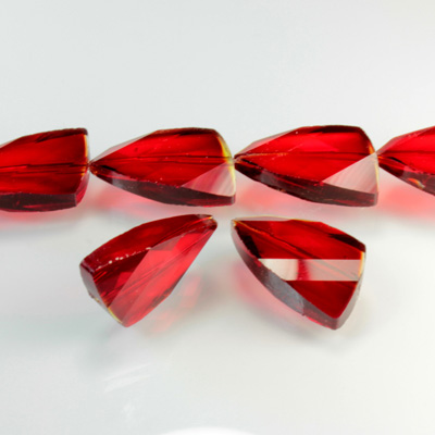 Chinese Cut Crystal Bead - Fancy 25x14MM RED