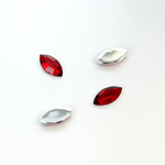 Plastic Flat Back Foiled Rose Cut Rhinestone - Navette 10x5MM RUBY