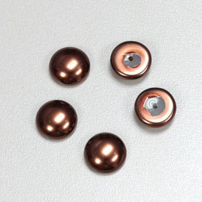 Glass Medium Dome Pearl Dipped Cabochon - Round 11MM DARK BROWN